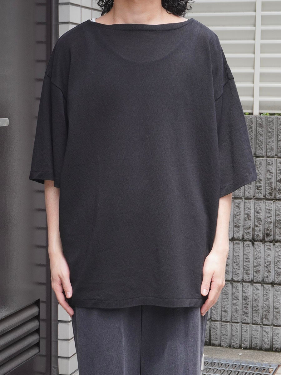Washi Tenjiku Boatneck Half-sleeve Tee[BLACK] | 1LDK (ワンエル