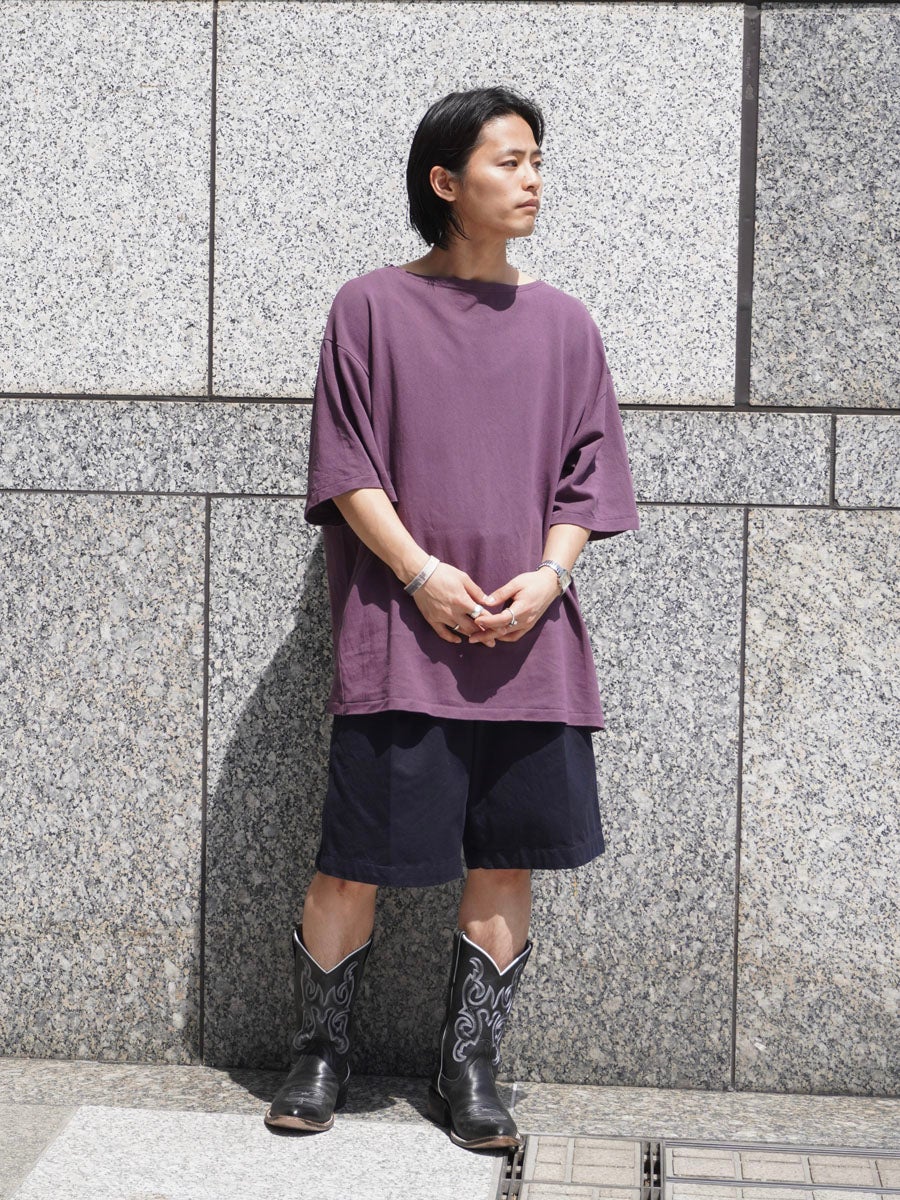 Washi Tenjiku Boatneck Half-sleeve Tee[VIOLET] | 1LDK (ワンエル