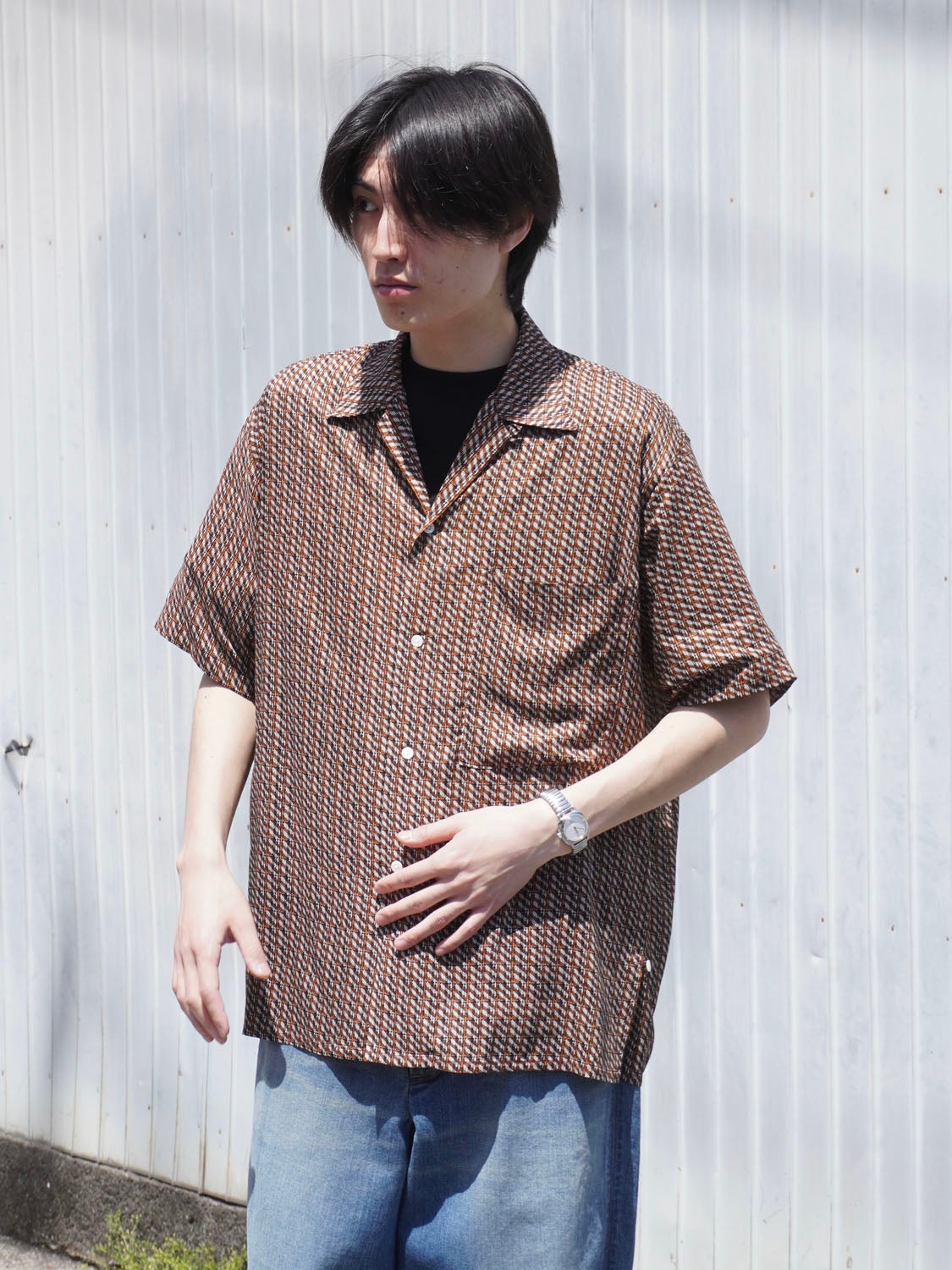 Vintage Pattern Printed Open Collar Shirt[ORANGE] | 1LDK (ワンエル