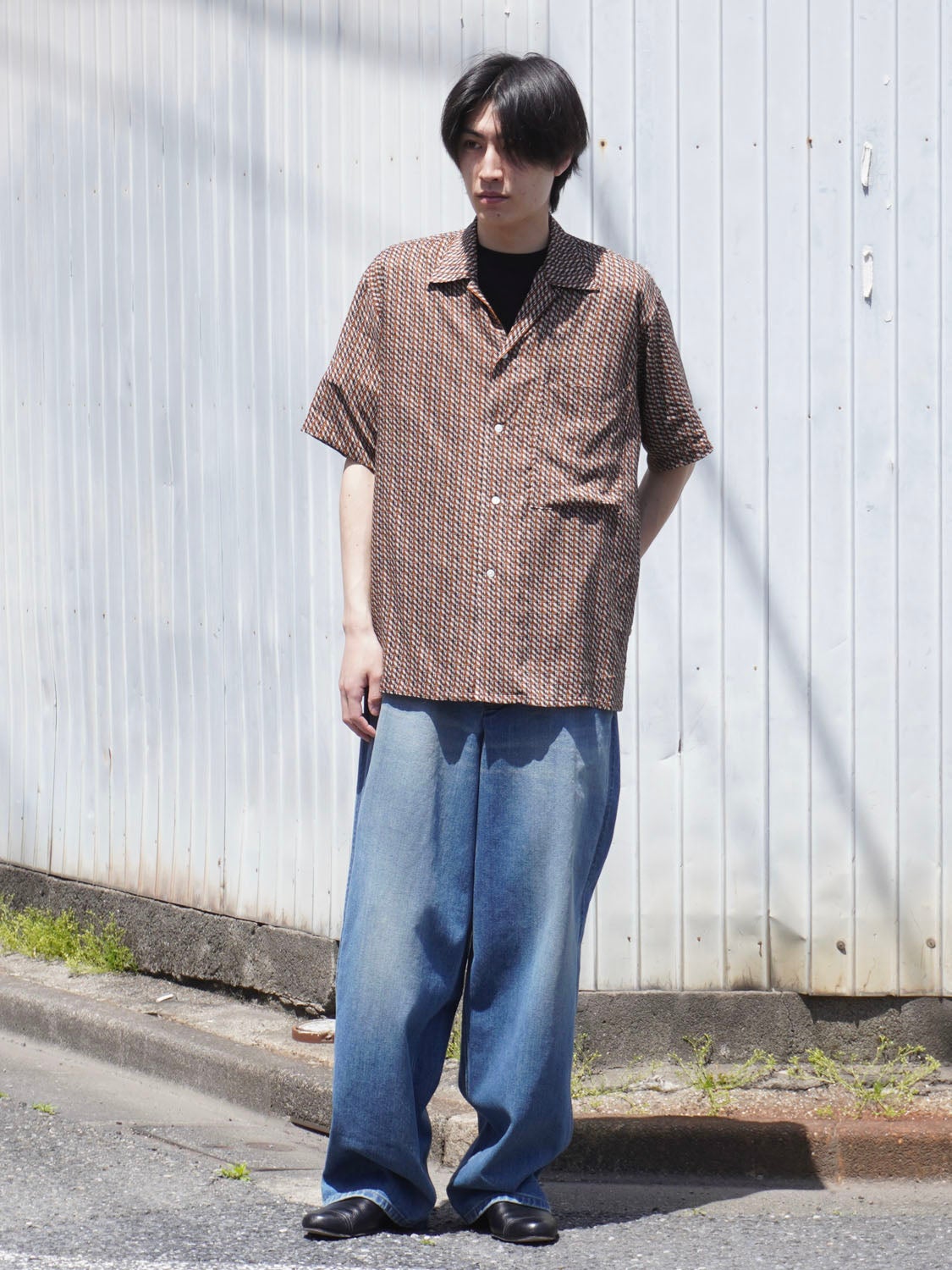 Vintage Pattern Printed Open Collar Shirt[ORANGE] | 1LDK (ワンエル