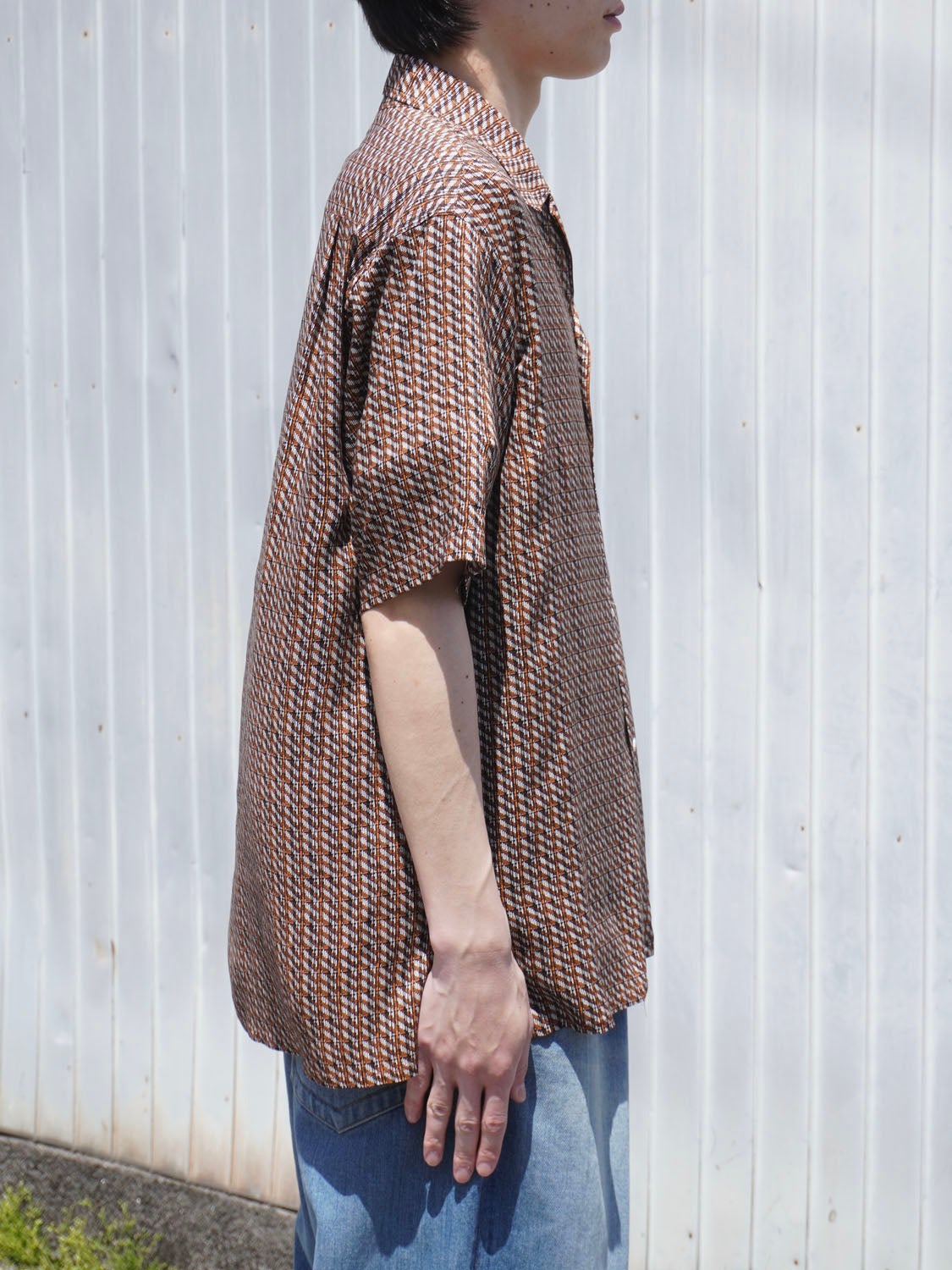 Vintage Pattern Printed Open Collar Shirt[ORANGE] | 1LDK (ワンエル