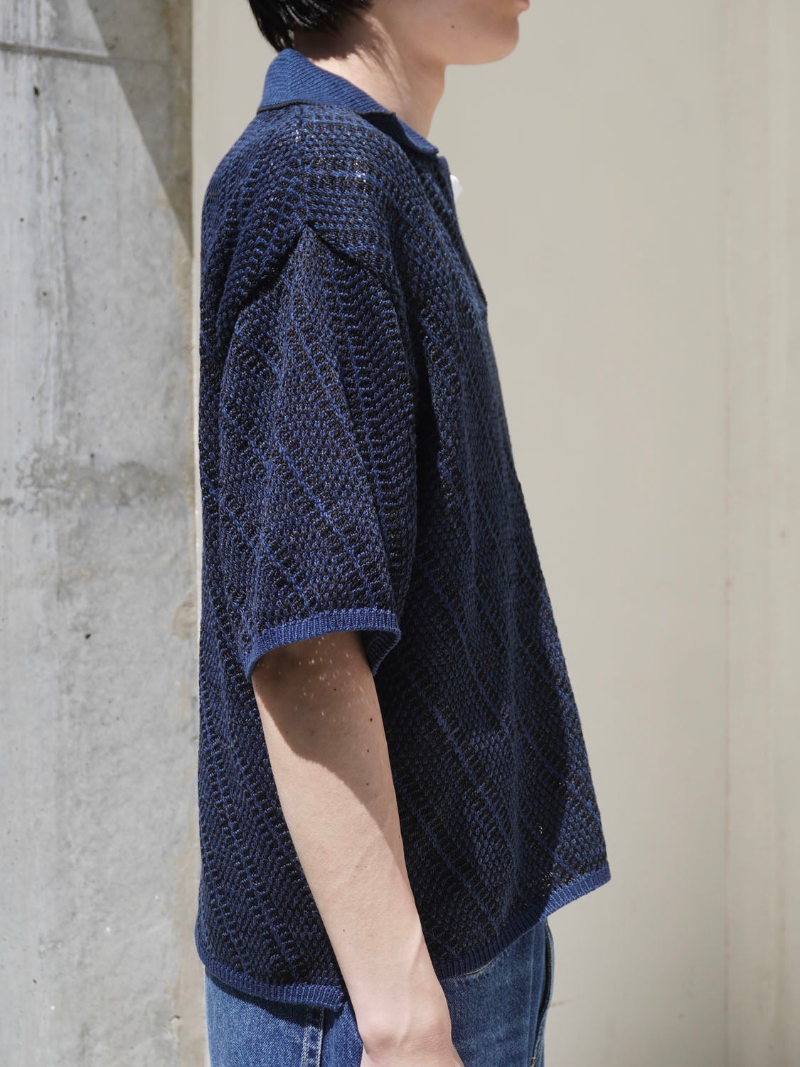Diagonal Knit Skipper Shirt[NAVY] | 1LDK (ワンエルディーケー) 公式