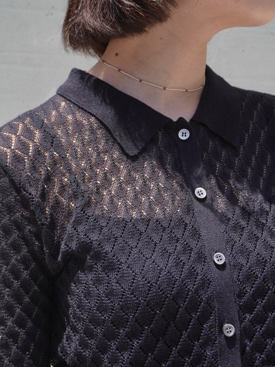 Open Work S/S Knit Cardigan[BLACK] | 1LDK (ワンエルディーケー