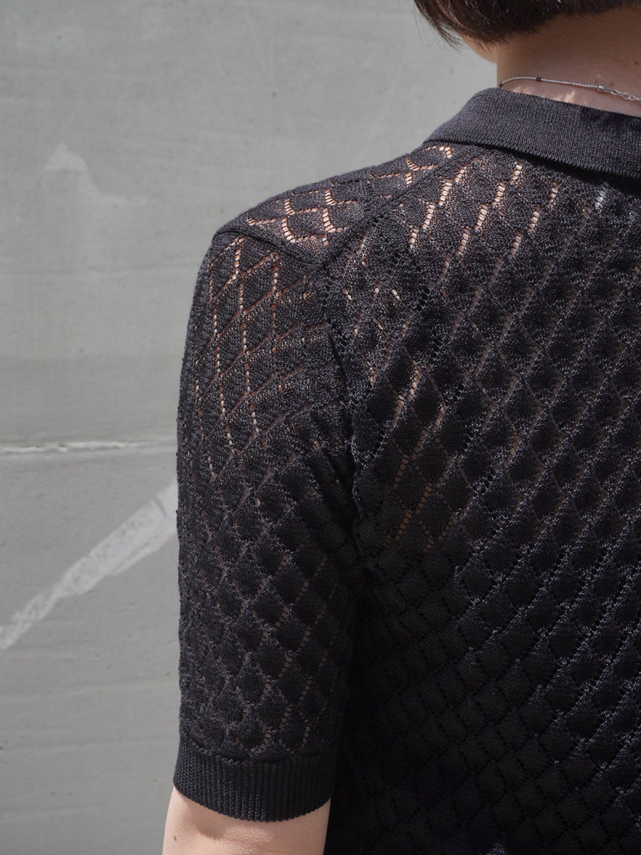 Open Work S/S Knit Cardigan[BLACK] | 1LDK (ワンエルディーケー
