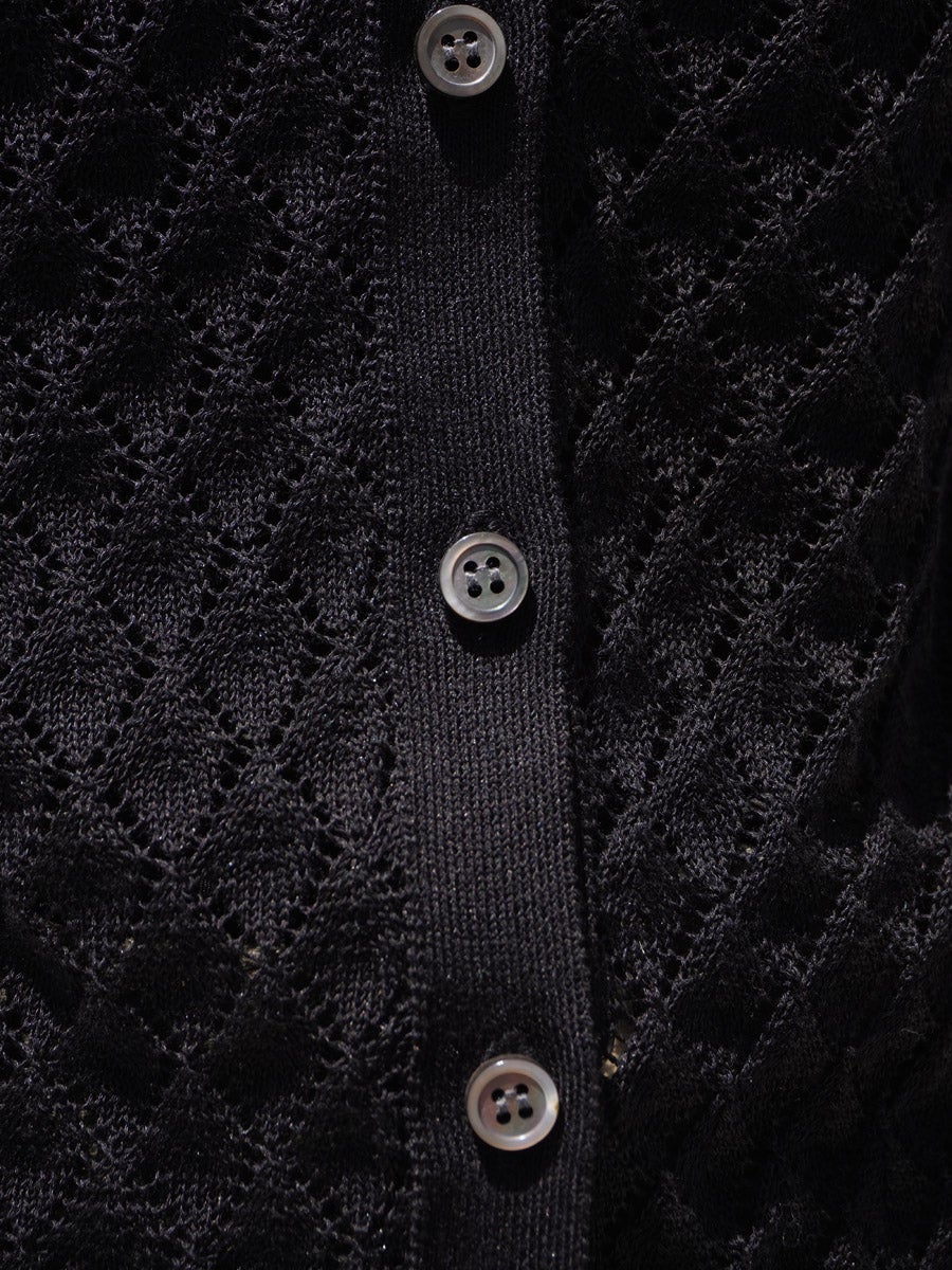 Open Work S/S Knit Cardigan[BLACK] | 1LDK (ワンエルディーケー