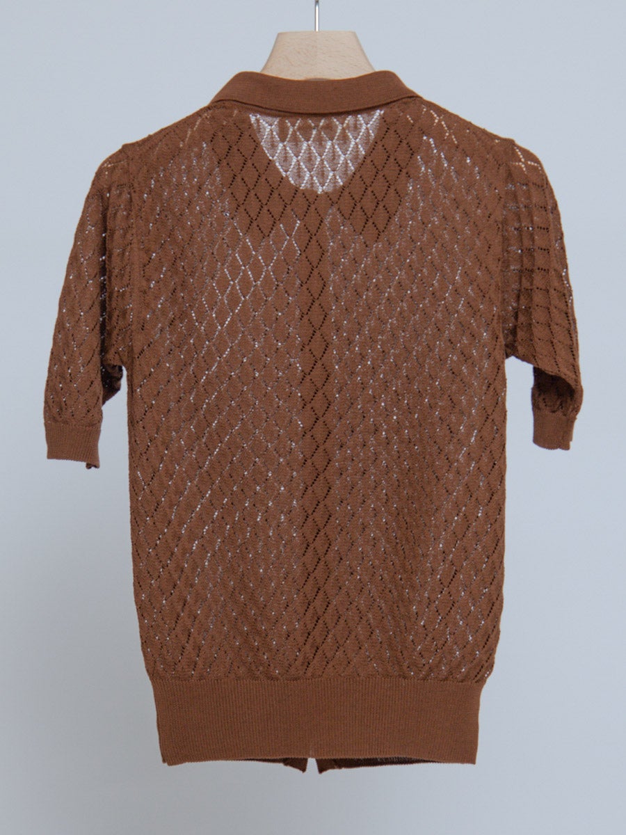 Open Work S/S Knit Cardigan[BROWN] | 1LDK (ワンエルディーケー