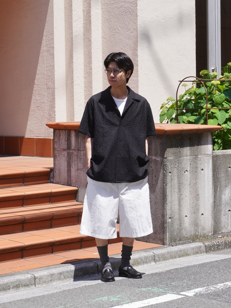 EMBROIDERY OPEN COLLAR SHIRT[BLACK] | 1LDK (ワンエルディーケー