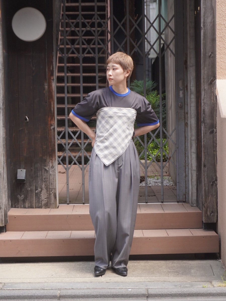 36G Wool Ringer T-shirt[CHARCOAL × BLUE] | 1LDK (ワンエルディー