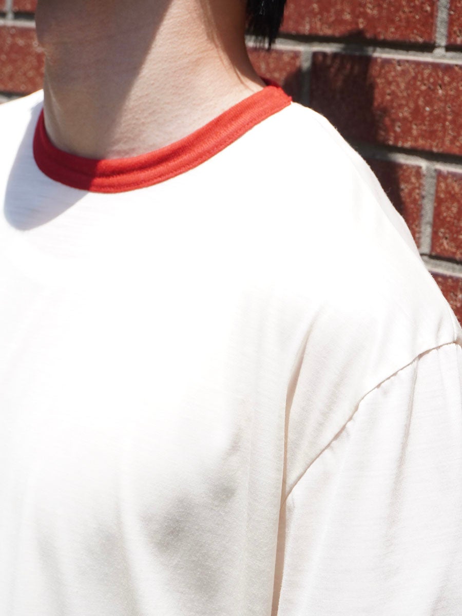 36G Wool Ringer T-shirt[IVORY × RED] | 1LDK (ワンエルディーケー