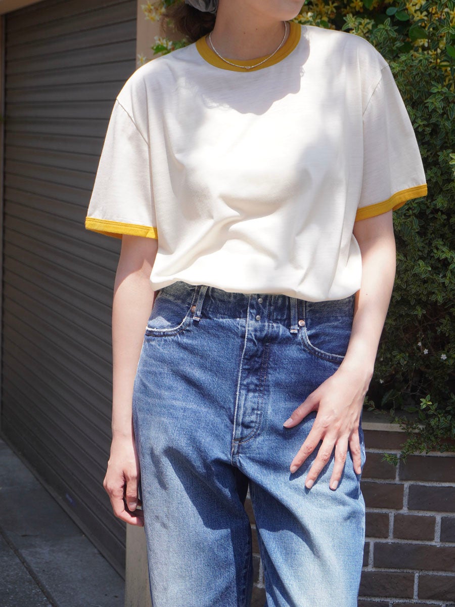 36G Wool Ringer T-shirt[IVORY × YELLOW] | 1LDK (ワンエルディーケー