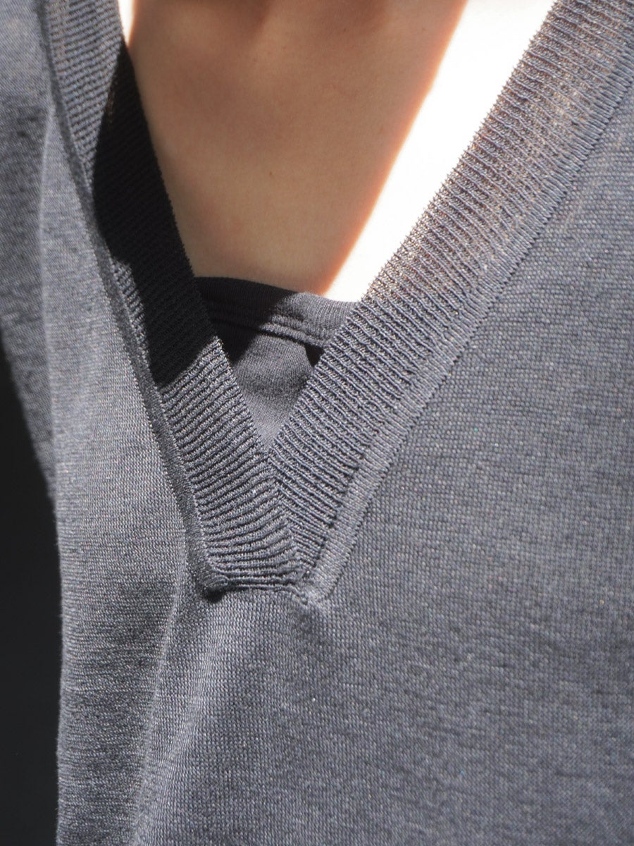 V-Neck Linen Knit Vest[Black] | 1LDK (ワンエルディーケー) 公式サイト