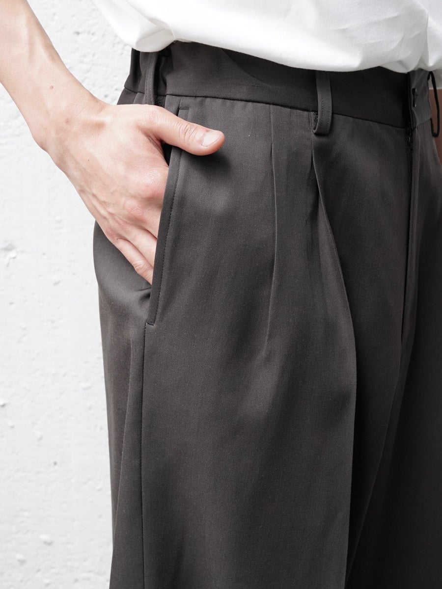 EASY LONG WIDE TROUSERS[GREY KHAKI] | 1LDK (ワンエルディーケー