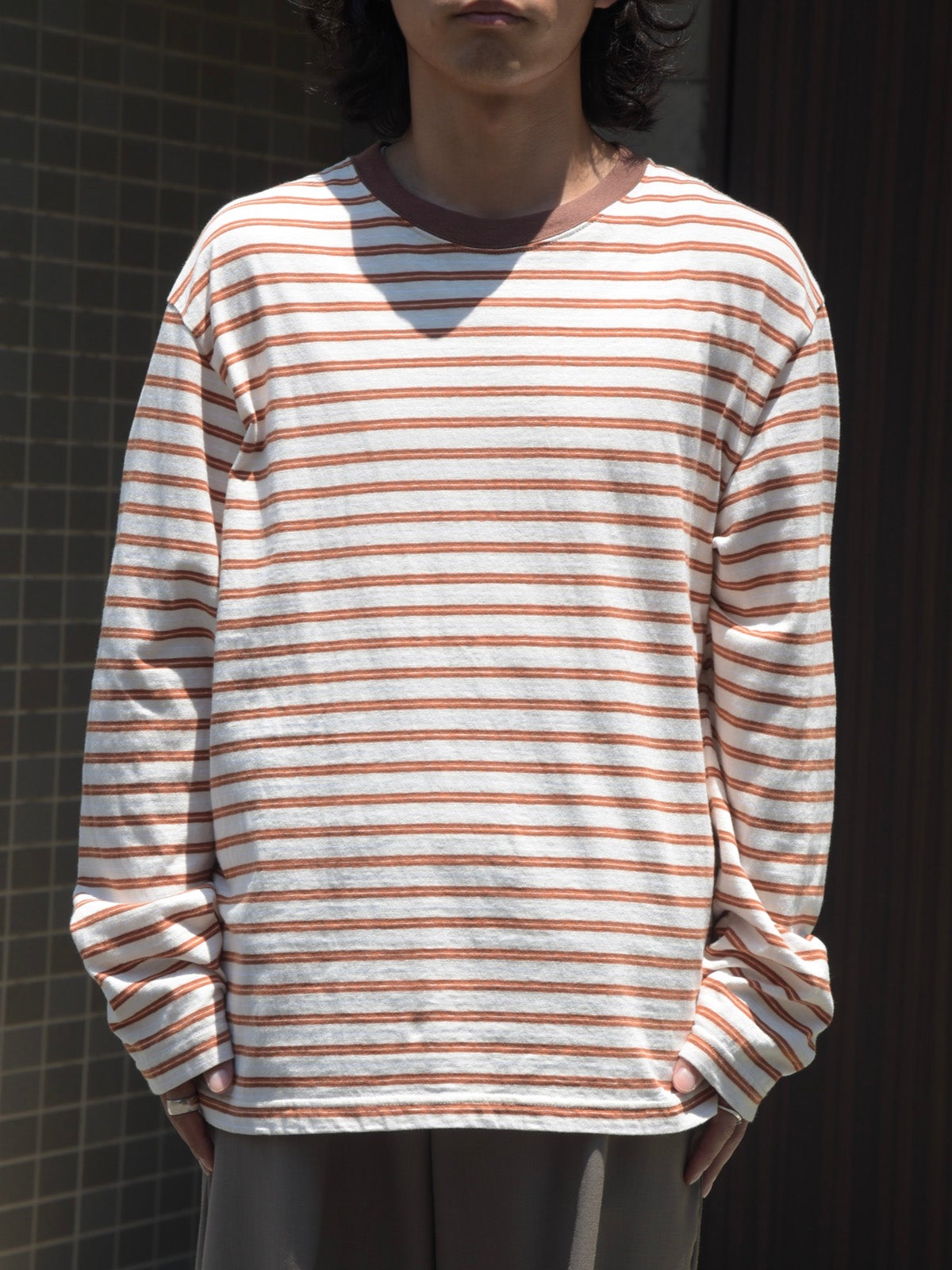 ORIGINAL BORDER L/S T-SHIRTS[ORANGE] | 1LDK (ワンエルディーケー