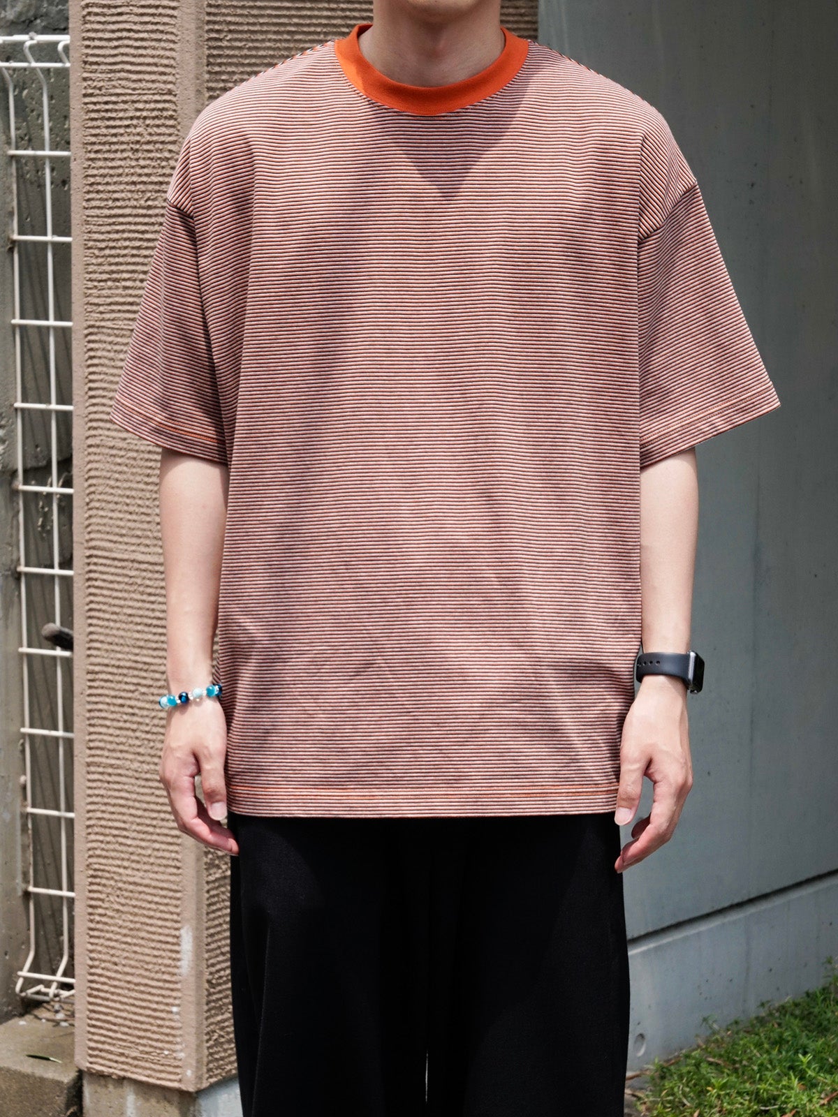MERCERIZATION BORDER WIDE S/S TEE[ORANGE] | 1LDK (ワンエルディー