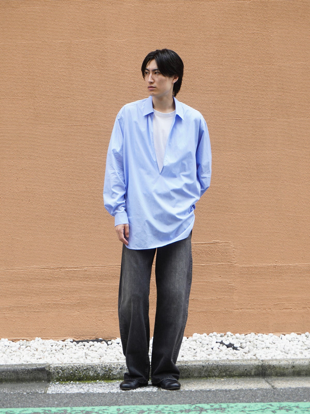 SMOOTH COTTON OVERSIZED SKIPPER SHIRT[BLUE] | 1LDK (ワンエルディー