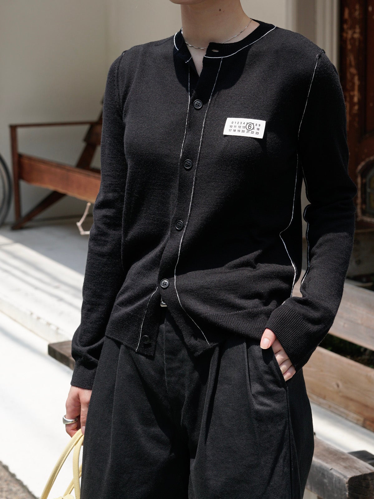 BUTTON FRONT WOOL BLENDED CARDIGAN[BLACK] | 1LDK (ワンエルディー