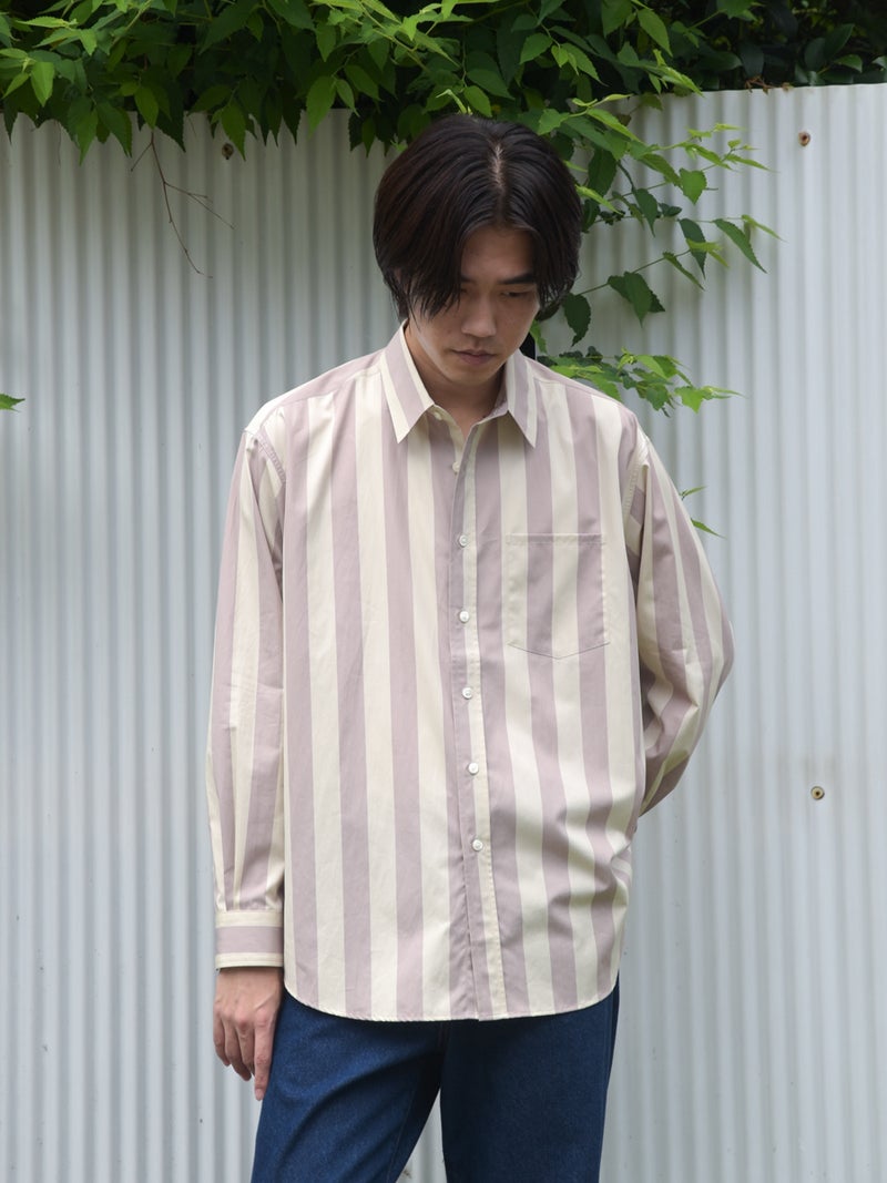 REGULAR COLLAR SHIRT-ST[BEIGE × LAVENDER] | 1LDK (ワンエルディー 