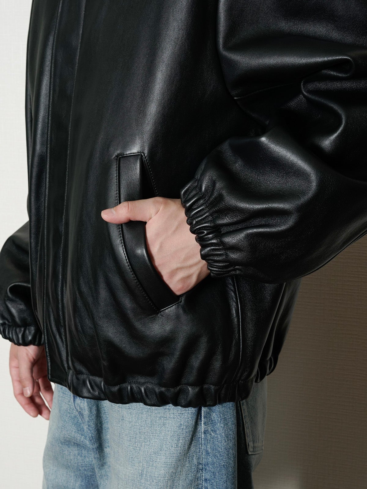 SHEEP LEATHER ZIP SHORT JACKET[BLACK] | 1LDK (ワンエルディーケー