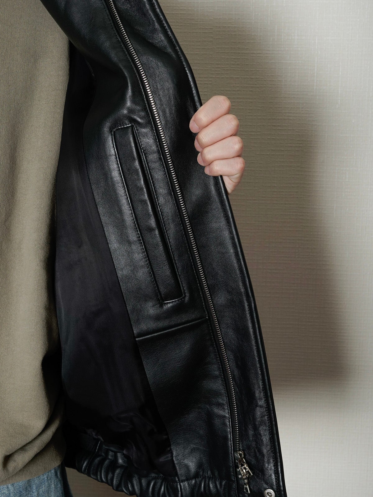 SHEEP LEATHER ZIP SHORT JACKET[BLACK] | 1LDK (ワンエルディーケー