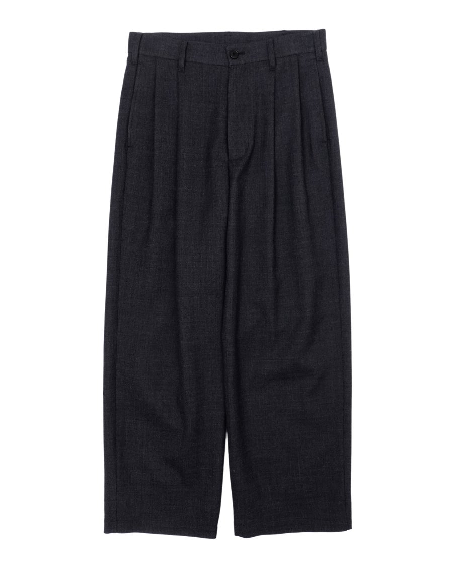 WOOL COTTON 2 TUCK TROUSERS[BLACK] | 1LDK (ワンエルディーケー