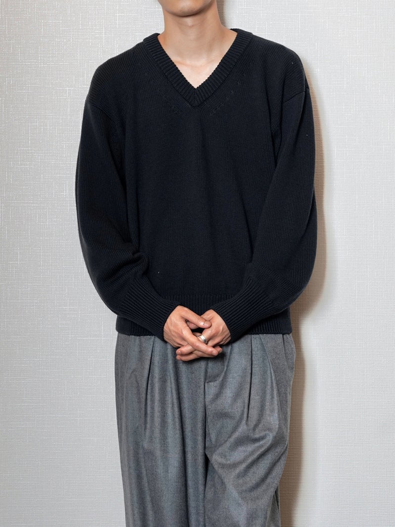 TWIST WOOL V NECK P/O[MID NITE] | 1LDK (ワンエルディーケー) 公式サイト