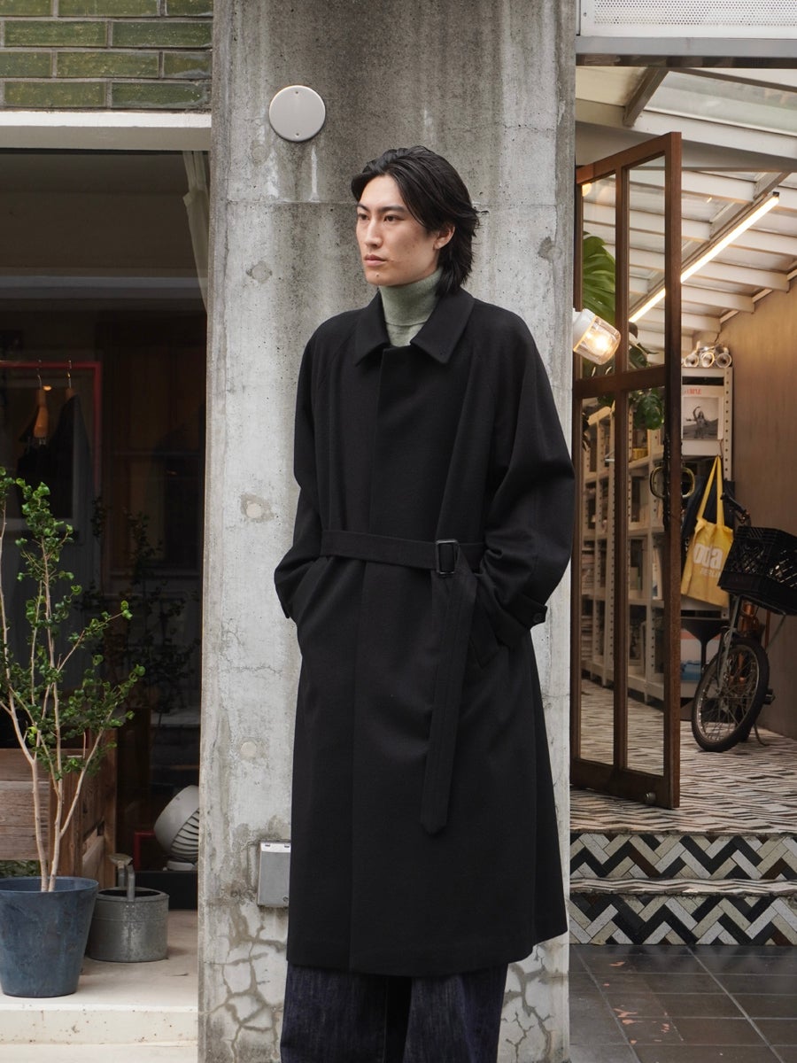 WOOL CASHMERE RAGLAN SLEEVE BALMACAAN COAT[BLACK] | 1LDK (ワンエル